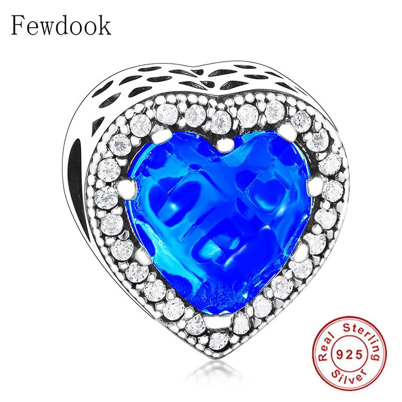 925 Silver Heart Pink Zirconia Stone Bead Bracelet for Women