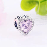 925 Silver Heart Pink Zirconia Stone Bead Bracelet for Women