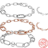 925 Silver Knot Heart T-Bar Bracelet Multi-snake Bangle Wedding