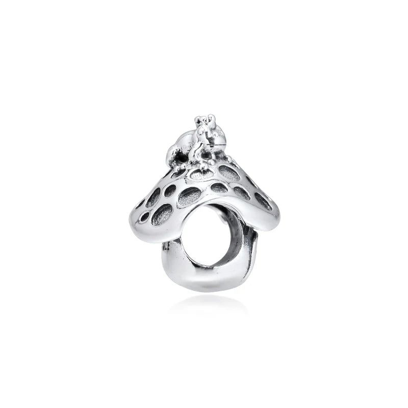 925 Silver Mushroom & Frog Charm for European Charms Bracelets DIY