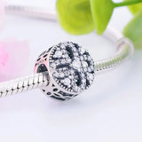 925 Silver Cross Shape Zircon Flower Bead Pan Charm Bracelet