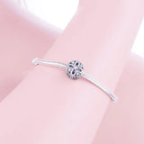 925 Silver Cross Shape Zircon Flower Bead Pan Charm Bracelet