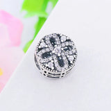 925 Silver Cross Shape Zircon Flower Bead Pan Charm Bracelet