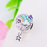 925 Silver Rainbow Enamel Flower Butterfly Bead for Pan Charm Bracelet