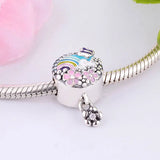 925 Silver Rainbow Enamel Flower Butterfly Bead for Pan Charm Bracelet