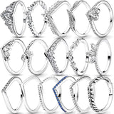 925 Silver Crown CZ Ring for Women Engagement Pan Jewelry