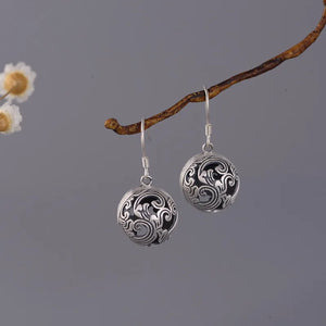925 Silver Spray Hollow Beaded Drop Earrings Vintage Small Balls EH023