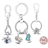 925 Sterling Moment Key Ring Set Bag Charm Beads Holder for Women
