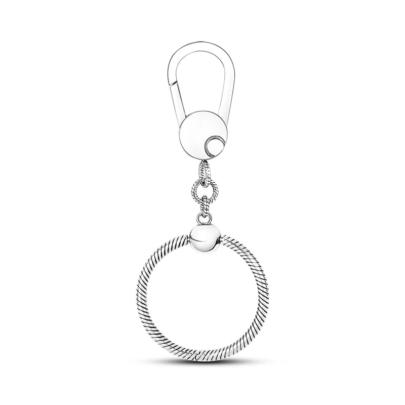 925 Sterling Moment Key Ring Set Bag Charm Beads Holder for Women