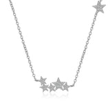 925 Sterling Plata CZ Stars Pendant Necklace Wedding Family Jewelry