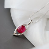 925 Silver Pendant with Artificial Ruby, Wedding Party Jewelry Gift