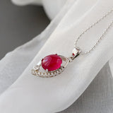 925 Silver Pendant with Artificial Ruby, Wedding Party Jewelry Gift