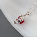 925 Silver Pendant with Artificial Ruby, Wedding Party Jewelry Gift