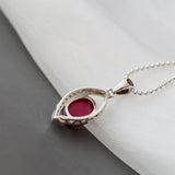 925 Silver Pendant with Artificial Ruby, Wedding Party Jewelry Gift