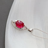 925 Silver Pendant with Artificial Ruby, Wedding Party Jewelry Gift