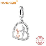 925 Sterling Silver Couple Heart Charm Beads DIY Jewelry Making