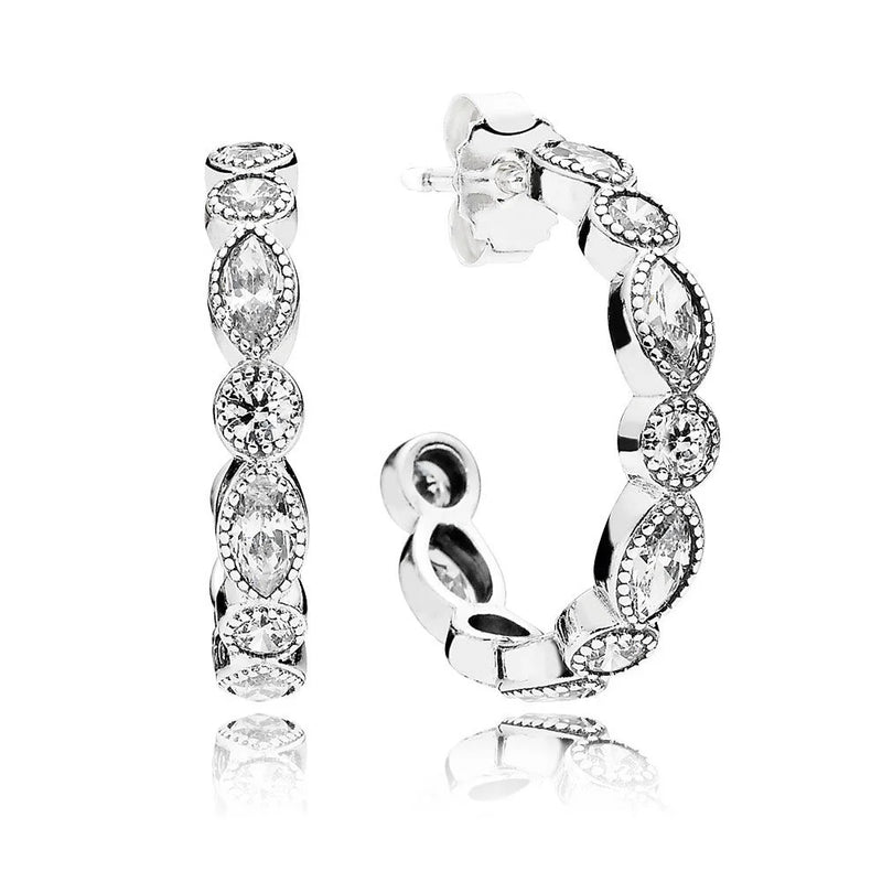 925 Silver Marquise Hoop Earrings Women DIY Jewelry