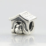 925 Sterling Silver Doghouse Red Enamel Heart Charm Bead