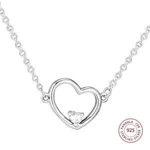 925 Silver Heart of Love Necklace for Women S925 Chain Fine Jewelry Gift