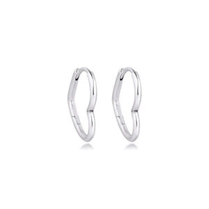 925 Silver Asymmetrical Heart Hoop Earrings Wedding Jewelry Gift