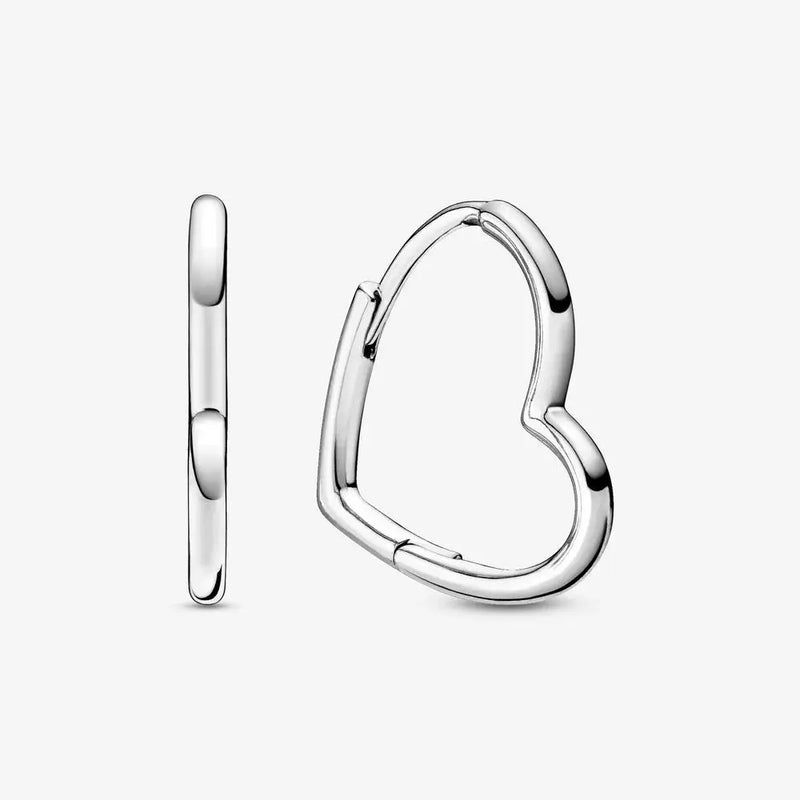 925 Silver Asymmetrical Heart Hoop Earrings Wedding Jewelry Gift