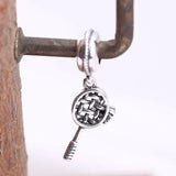925 Silver Badminton Racket Dangle Charm for European Bracelets & Necklaces