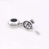 925 Silver Badminton Racket Dangle Charm for European Bracelets & Necklaces