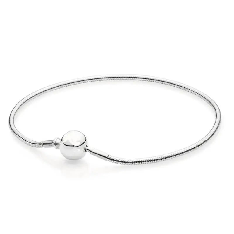 925 Silver Ball Clasp ESSENCE COLLECTION Beaded Snake Chain Bracelet Bangle