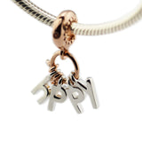 925 Silver Be Happy Dangle Charm Beads for Bracelets