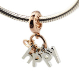 925 Silver Be Happy Dangle Charm Beads for Bracelets
