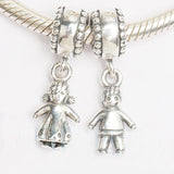 925 Sterling Silver Boy & Girl Bead Charm for Bracelet & Necklace
