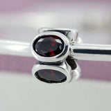 925 Sterling Silver Ellipse Crystal Bead Charm for Bracelet Bangle