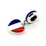 925 Silver Bead Charm Glaze Heart Flag Pendant Beads Fit Bracelet Bangle