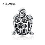 925 Silver Turtle Charm with Crystal Beads for Bracelet Bangle