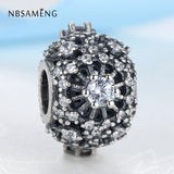 925 Sterling Silver Vintage Flower Charm with Crystal Beads