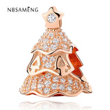 925 Silver Bead Rose Tree Christmas Pendant Charm
