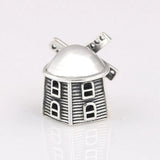925 Silver Windmill House Charm for Bracelet DIY Jewelry