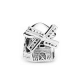 925 Silver Windmill House Charm for Bracelet Bangle