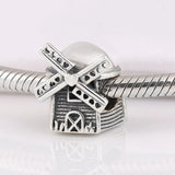 925 Silver Windmill House Charm for Bracelet DIY Jewelry