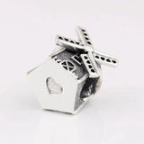 925 Silver Windmill House Charm for Bracelet DIY Jewelry