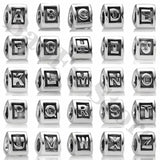 925 Silver Beads Letters A-Z Triangle for Bracelet DIY Jewelry