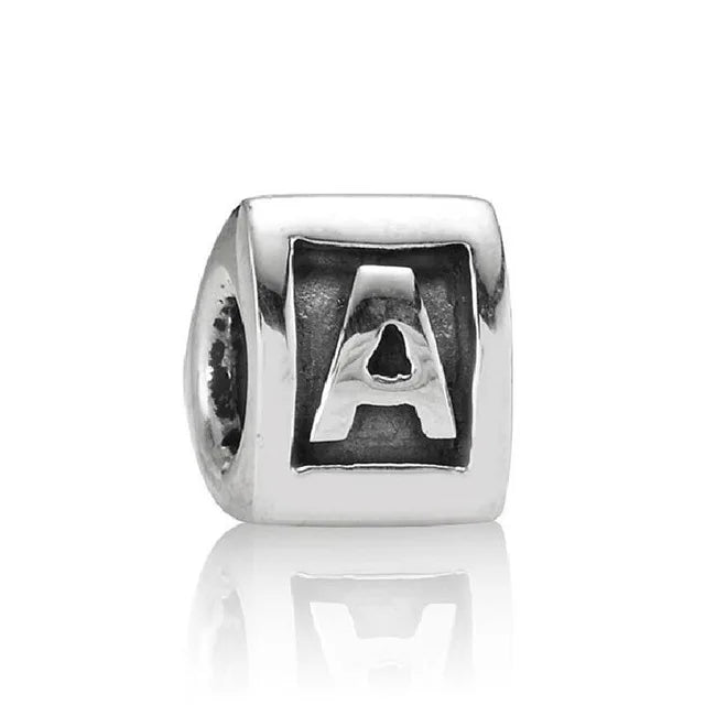 925 Silver Beads Letters A-Z Triangle for Bracelet DIY Jewelry