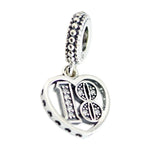 925 Silver 18 Years of Love Heart Charms Beads for Bracelet Making