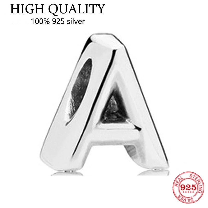 925 Silver Beads English Letter for Bracelet DIY Jewelry