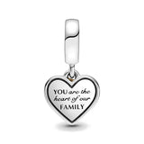 925 Silver Beads HEART & MUM Family Tree Charm