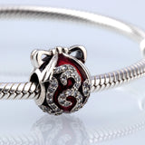 925 Silver Red Crystal Horse Bracelet Beads