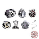 925 Silver Red Crystal Horse Bracelet Beads