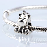 925 Silver Red Crystal Horse Bracelet Beads