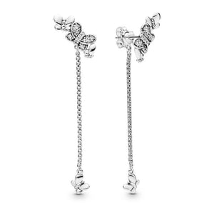 925 Silver Bedazzling Butterflies Drop Earrings Women Gift DIY Jewelry