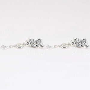 925 Silver Bedazzling Butterflies Drop Earrings Women Gift DIY Jewelry